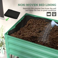 Outsunny Galvanized Raised Garden Bed, Metal Planter Box with Legs, Storage Shelf and Bed Liner, Green(m-7)