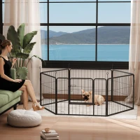 PawHut Heavy Duty Dog Playpen with Door for Small Dogs, 6 Panels, 23.5"H(m-8)