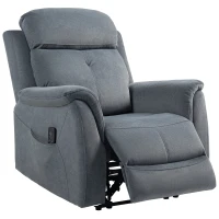 HOMCOM Manual Recliner Chair with Vibration Massage, Reclining Chair for Living Room with Side Pockets, Dark Grey(m-2)