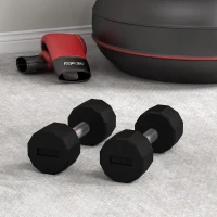 Soozier 2 x 10lbs Dumbbells Set with Non-Slip Grip, Rubber Covered Weights for Men Women Home Gym Workout(m-10)
