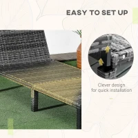 Outsunny Outdoor Lounger, Patio Lounger with 5-Level Adjustable Back, Headrest for Poolside, Garden, Backyard, Dark Grey(m-7)