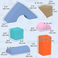Qaba 11 Piece Soft Play Equipment for Kids 6-72 Months, Light Colour(m-3)