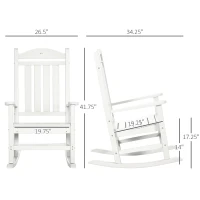Outsunny 2PCs Outdoor Rocking Chair with Armrests, Fade-Resistant Waterproof HDPE for Indoor & Outdoor, White(m-3)