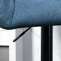 HOMCOM Swivel Barstools Set of 2 Adjustable Bar Stools with Footrest Armrests and PU Leather Back for Dining Room Dark Blue(m-9)