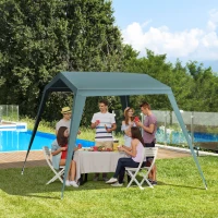 Outsunny 11x8ft Party Tent, Portable Canopy Tent Outdoor Gazebo Activity Sun Shelter w/ Slant Leg for Garden Carport Green(m-1)