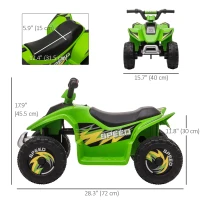 Aosom Kids Ride on ATV, 6V Battery Powered Quad Car with Forward, Reverse Switch, for Boys Girls 18-36 Months, Green(m-3)
