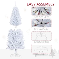 HOMCOM 5FT Pencil Christmas Tree, Artificial Christmas Tree with Automatic Open for Home Party, White(m-6)