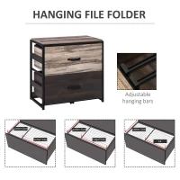 Vinsetto Lateral Office File Cabinet with 2 Large Drawers and Adjustable Metal Hanging Bars for A4, Letter and Legal Sized Files, Storage Organizer, Brown/Black(m-5)