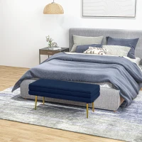 HOMCOM 39" Storage Ottoman, Velvet End of Bed Bench with Steel Legs, Foot Stool with Storage for Bedroom, Living Room(m-7)