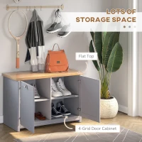 HOMCOM Shoe Cabinet with Double Doors, Shoe Storage Cabinet with 4 Compartments for Hallway, Entryway, Grey(m-4)