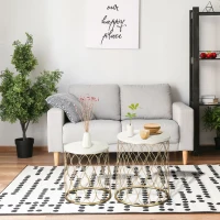 Outsunny Set of 2 Patio Round Nesting Coffee Table Set, Outdoor Stacking End Side Table with Metal Frame for Garden, Balcony, Backyard, Gold(m-8)