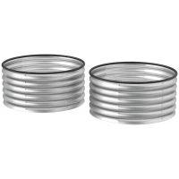 Outsunny Set of 2 Raised Garden Bed, Metal Planter Box with Safety Edging, Easy-to-assemble Stock Tank 3'x3'x1.4' Silver(m-1)