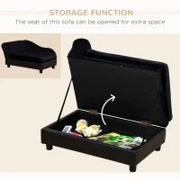 PawHut Pet Sofa Dog Couch Chaise Lounge Pet Bed with Storage Function Small Sized Dog Various Cat Sponge Cushioned Bed Lounge, Black(m-5)