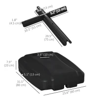 Outsunny 220 lb Heavy Duty Cantilever Umbrella Base, Sand and Water Filled Cantilever Parasol Stand with Cross Base, Black(m-3)
