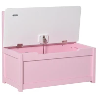 Qaba 2-in-1 Kids Toy Box Storage Organizer Chest Cabinet Chunk Cube with Safety Pneumatic Rod, Pink(m-7)