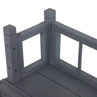 PawHut 2-Level Wooden Cat House, Outdoor Dog Shelter Cat Condo with Lockable Wire Door and Balcony, Gray(m-8)