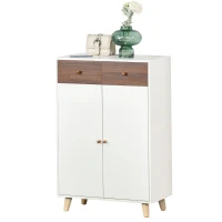 HOMCOM Shoe Cabinet with Doors for Entryway Modern Storage Organizer with Shelves Drawers for Hallway for 12 pairs Walnut(m-11)