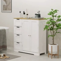 HOMCOM Freestanding Bathroom Floor Cabinet, Modern Bathroom Cabinet with Adjustable Shelf, 4 Drawers and 2 Doors, White(m-10)