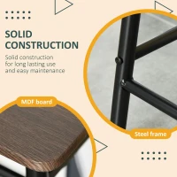 HOMCOM 3 Piece Counter Height Bar Table and Chairs Set, Space Saving Dining Table with 2 Matching Stools, Storage Shelf Metal Frame Footrest, Black, Brown(m-7)