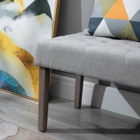 HOMCOM Simple Tufted Upholstered Ottoman Accent Bench with Soft Comfortable Cushion & Fashionable Modern Design, Grey(m-9)