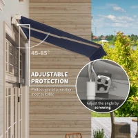 Outsunny 10' x 8' Manual Retractable Awning, Sun Shade Shelter Canopy, with Aluminum Frame and UV Protection for Patio Deck Yard Window Door, Blue(m-4)