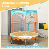 Qaba Trampoline for Kids, 4.6FT Mini Toddler Trampoline Indoor Outdoor w/ Safety Enclosure Net, Orange(m-4)