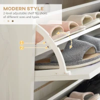 HOMCOM Modern Shoe Cabinet with 3 Flip Drawers and Adjustable Shelf, 12 Pair Shoe Storage Cabinet for Hallway, Entryway, White(m-5)