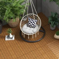 Outsunny 12 Pcs Garden Decking Tiles Wooden Outdoor Flooring Tiles for All Weather Use, Brown(m-1)