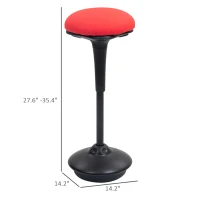 HOMCOM Backless Wobble Chair, Adjustable Active Ergonomic Stool Chair, with Rocking Motion, Padded, Red(m-3)