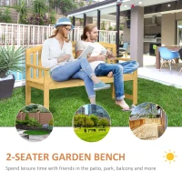 Outsunny 56" Outdoor Wood Bench, 2-Seater Garden Bench with Backrest and Armrest, Patio Bench for Patio, Porch, Poolside, Balcony, Natural(m-4)