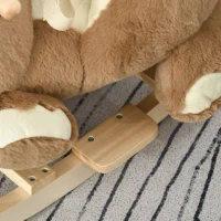Qaba Baby Rocking Horse Bear Design Plush Stuffed Rocking Chair, Wooden Rocking Horse with Sound, Seat Belt for Boys and Girls Gift, Brown(m-9)