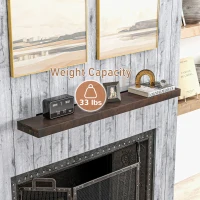 HOMCOM 48" Fireplace Mantel, Fir Wood Floating Shelf, Wall Mounted, Walnut Brown(m-6)