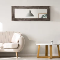 HOMCOM 59" x 23.5" Full Length Mirror, Farmhouse Wall Mount and Leaner Floor Mirror, Vertical and Horizontal for Bedroom, Dark Brown(m-6)