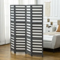HOMCOM 5.6 Ft. Tall 4-Panel Room Divider, Louvred Pattern Freestanding Folding Privacy Screen Panels, Partition Wall Divider for Indoor Bedroom Office(m-8)