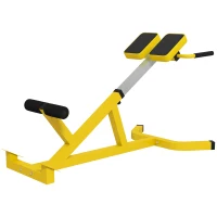 Soozier Roman Chair Back Extension Machine, Height Adjustable Hyperextension Bench with Dip Bars, Multi-Functional for Back, Core, Arms and Whole-Body Training, Yellow(m-1)