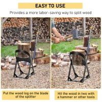 Outsunny Wood Splitter, Firewood Kindling Splitter for 8.75" Diameter Wood with Carbon Steel Wedge, Indoor/Outdoor Use for Bonfires or Camping Trips, Black(m-4)