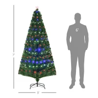 HOMCOM 7ft Fiber Optic Artificial Fir Christmas Tree, LED Pre-Lit Holiday Decoration with 280 Lights and Branch Tips(m-3)