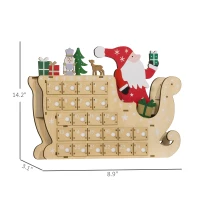 HOMCOM Wooden Christmas Advent Calendar with 24 Countdown Drawers, Reusable Holiday Decor Xmas Gift for Kids Adults, Natural(m-3)