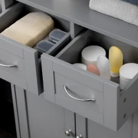 kleankin Bathroom Cabinet Organizer, Freestanding Small Storage Cabinet with Two Drawers and Adjustable Shelf for Living Room, or Entryway, Grey(m-8)