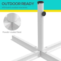 Outsunny Outdoor Universal Cross Brace Stand for Small Offset Umbrella or Large Market Umbrella, White(m-6)