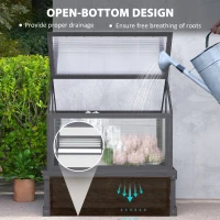 Outsunny Raised Garden Flower Bed Kit with Greenhouse, Wooden Cold Frame Planter, 35.5" x 31.5" x 36", Gray(m-5)