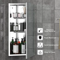 kleankin 12 Inch x 24 Inch Triangle Corner Mirror Medicine Cabinet Wall Mounted with Door 3 shelves, Multipurpose Storage Organizer for Bathroom(m-6)