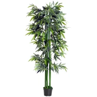 Outsunny 6FT Artificial Bamboo Tree Fake Decorative Plant with Nursery Pot for Indoor Décor(m-11)