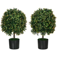 HOMCOM 2 Pack Artificial Tree Boxwood Topiary with Fruits, 20.75", Orange(m-1)