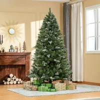 HOMCOM HOMCM 7FT Artificial Christmas Snow Pine Tree Holiday Home Xmas Decoration with Automatic Open, Pinecone, Green(m-8)