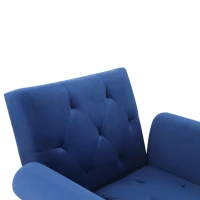 HOMCOM 2-In-1 Chaise Lounge Indoor with Rolled Armrest, Nailhead Trim and Button Tufting, Adjustable Velvet Fabric Upholstered Sofa for Bedroom and Living Room, Blue(m-8)