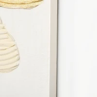 HOMCOM Hand-Painted Canvas Wall Art for Living Room Bedroom, Painting Gold Ginkgo Leaves, 39.25" x 31.5"(m-9)