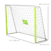 Soozier 6ft x 4ft Soccer Goal Net with Metal Frame, PE Mesh, Ground Stakes, Easy Assembly, Yellow(m-3)