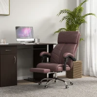 Vinsetto Executive Massage Office Chair with 4 Vibration, Computer Desk Chair, PU Leather Heated Reclining Chair with Adjustable Height, Swivel Wheels, Brown(m-10)
