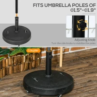 Outsunny 52lbs Resin Patio Umbrella Base with Wheels and Retractable Handles, 20.75" Round Outdoor Umbrella Stand Holder for Parasol Poles 1.5" - 1.9" Dia, Black(m-4)